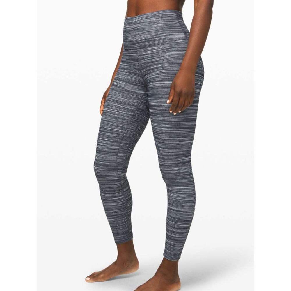 Lululemon Align Pant II 25" Mini Space Dye Herringbone Heathered Black White Sz4
